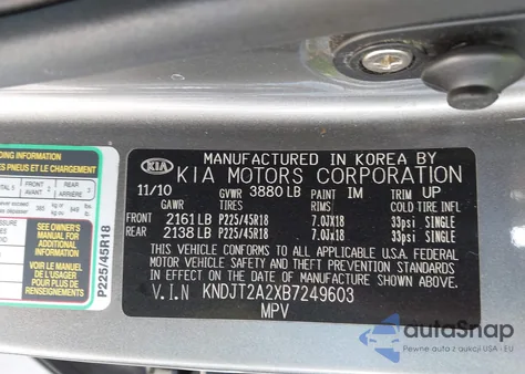 2011 Kia Soul ! из США, поврежденный, VIN KNDJT2A2XB7249603